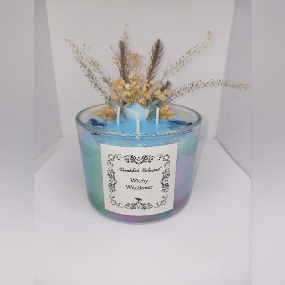 Handmade Crystal Botanical candle